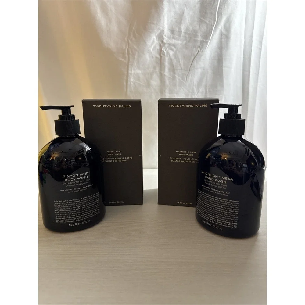 Twenty Nine Palms Body Wash Hand Wash‎ Set 16.9oz Spa Bottles New